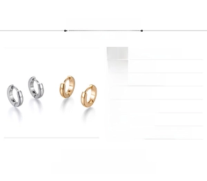 Detailed size chart for minimalist stainless steel hoop earrings in gold and silver