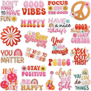 Colorful Embroidered Patches With Inspirational Quotes Polyester Thread Iron On Sew On Apparel Decoration DIY Accessories