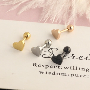 Stainless steel heart stud earrings set in gold silver rose gold and black finishes