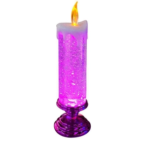 European style purple LED crystal candle with colorful glitter liquid and base