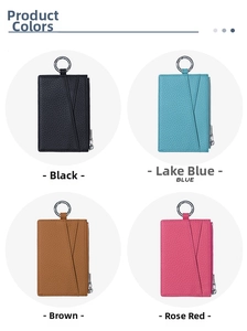 Litchi pattern leather coin purses in black, blue, brown, and rose red colors