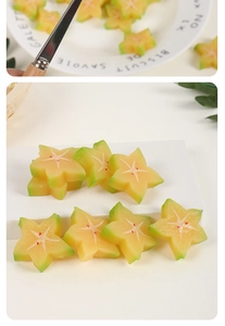 Macro shot of realistic starfruit slices showing detailed texture and star shape