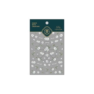 Stickers à ongles fins TENSOR avec fleurs blanches et feuilles vertes, modèle KX246