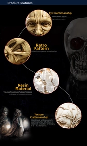 Detail view of viking skull mug featuring high-strength resin and aged texture finish