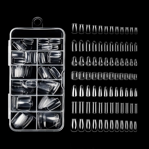 Professional 120pcs clear seamless fake nail tips set in a transparent storage box