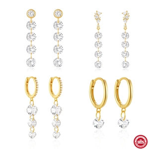 S925 Sterling Silver Tassel Drop Earrings For Women Elegant Zirconia Long Dangle Earrings Luxury Wedding Party Jewelry
