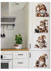 Déco de placard avec stickers gnomes café aux tons bruns chauds pour une ambiance cosy