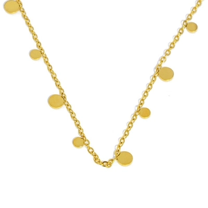 Minimalist gold plated choker necklace with multiple circular disc pendants for women