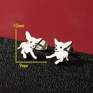 Boucles d'oreilles silhouette chiot en acier inoxydable de 10mm x 9mm pour femme