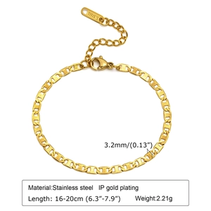 Detail of gold titanium steel mariner chain bracelet with lobster clasp and adjustable link