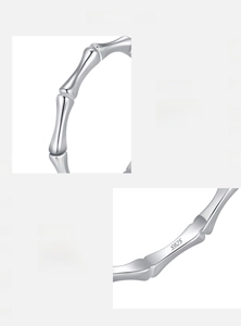 Detailed view of polished S925 sterling silver ring featuring a bamboo knot design