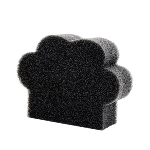 Black cat paw shaped pet hair remover sponge for laundry with porous cleaning texture