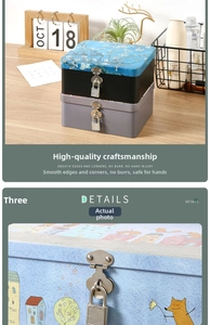 Macro view of vintage tin storage box with secure metal lock and smooth edges