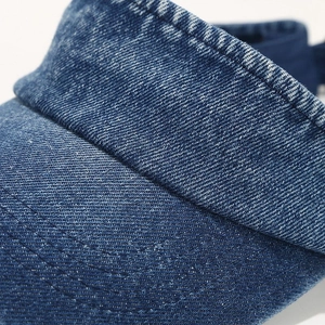 Classic dark blue denim open top sun visor hat with premium stitching details
