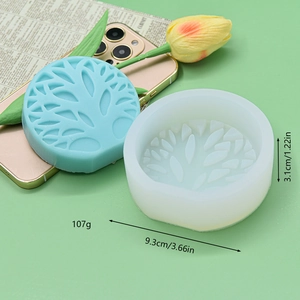 Abstract tree of life silicone mold for candles and soaps with 9.3cm diameter scale