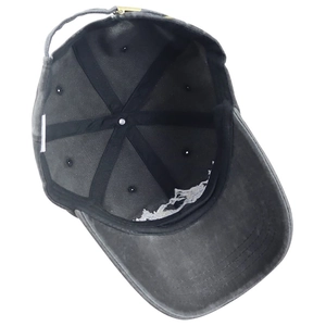 Detailed interior of vintage mountain embroidery baseball cap showing sweatband and stitching
