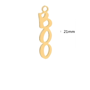 Golden BOO letter pendant for Halloween jewelry making 21mm stainless steel charm