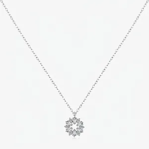 925 Sterling Silver Pendant Necklace Cubic Zirconia Flower Snowflake Shaped Jewelry For Women Minimalist Niche Luxury