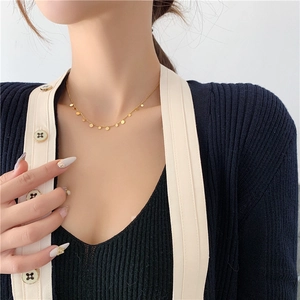 Elegant 18K gold-plated teardrop necklace with polished disk pendants for women