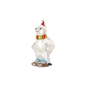 Creative polar bear Christmas tree ornament with red hat and scarf in hand-painted glass