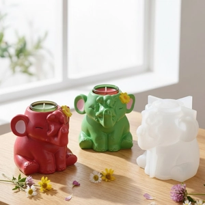 Elephant succulent planter silicone mold for DIY resin candles and plaster crafts
