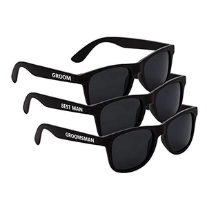 Wedding party black sunglasses set for Groom, Best Man, and Groomsman roles