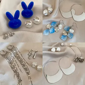 Elegant Alloy Resin Petal Tassel Earring Collection For Women Silver Plated Faux Pearl Stud Earrings Fashion Accessory Jewelry