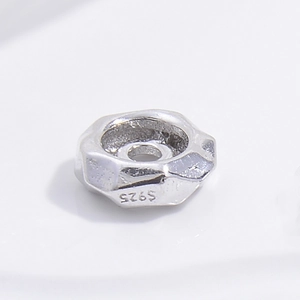 Geometric S925 sterling silver hexagonal spacer bead for DIY jewelry making