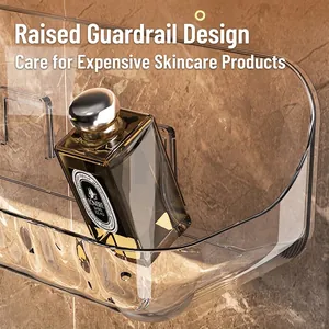 Étagère de salle de bain en acrylique avec rail haut et design mural transparent