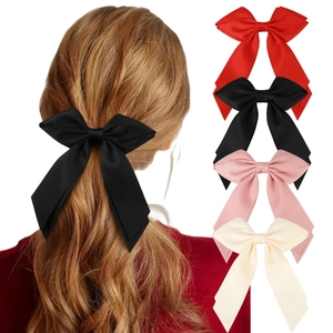 Barrette Cheveux Noeud En Satin Élégant Longue Queue Pince Crocodile Épingle À Cheveux Accessoire Pour Femmes Filles
