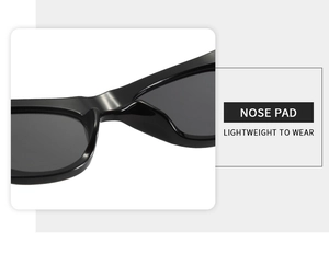 Détail des plaquettes de nez intégrées sur lunettes de soleil œil de chat légères