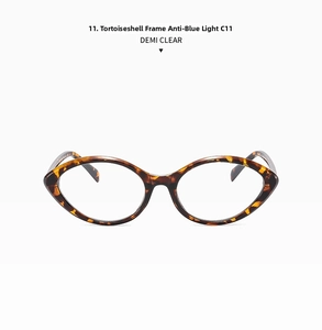 Detail of demi tortoiseshell cat-eye sunglasses frame with anti-blue light lenses