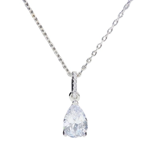 Minimalist S925 sterling silver necklace with a pear-cut zircon water drop pendant