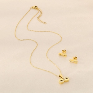 Elegant Infinity Symbol Necklace And Earrings Stainless Steel Rhinestone Inlaid Minimalist Fashion Jewelry For Women
