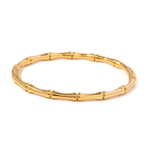 18K gold plated stainless steel bamboo joint bangle for women with minimalist design