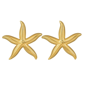 Exotic retro 18k gold plated stainless steel starfish stud earrings for women set