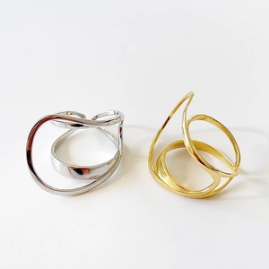 Double layer S925 sterling silver hollow ring in gold and silver minimalist finishes