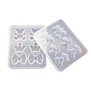 Set aus Silikonformen mit Bär Krone und Schleife Motiven für Harz oder zum Backen