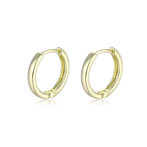 Polished 18k gold plated huggie hoop earrings with a minimalist sleek finish for women