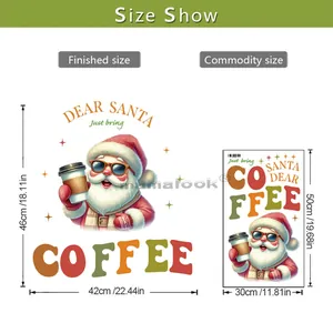 Size chart for Santa Claus wall sticker showing finished 46x42cm and layout 50x30cm