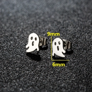 Boucles d'oreilles fantôme gothiques en acier inoxydable argenté, bijoux Halloween