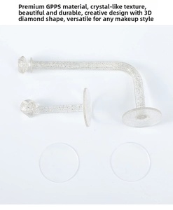 Close-up of L-shaped glitter crystal wall hooks with diamond top and adhesive pads