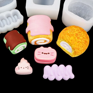 3D dessert silicone molds for DIY cat cake, Swiss roll and chocolate mousse designs