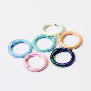 Round Spring O-Ring Buckles Alloy Electroplated Colorful DIY Jewelry Making Keychain Connectors Bag Hardware Accessories