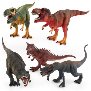 Detailed solid dinosaur action figure set including Allosaurus and Carnotaurus models