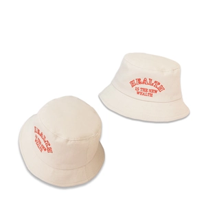 Bob en toile beige pour enfants avec broderie rouge Health is Wealth