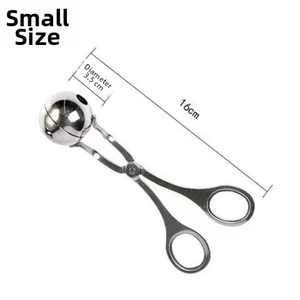Detailed view of a small 3.5cm stainless steel meatball maker with size dimensions