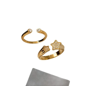 Gold plated open star rings set with sparkling cubic zirconia for a minimalist look