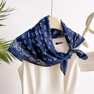 Paisley Print Square Scarf Faux Satin Satin Neck Head Bandana Elegant Vintage Chic Professional Fashion Accessories For Women