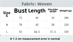 Size chart showing bust and length measurements for women short knitted vest top